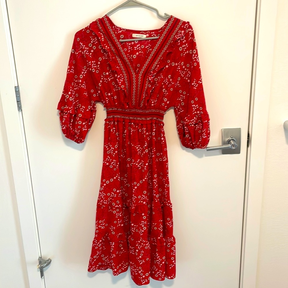 Max studio small red floral midi dress